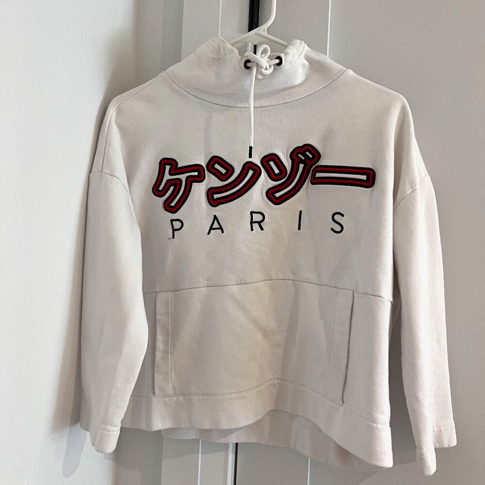 Kenzo Paris Japanese Katakana Logo Hoodie – White